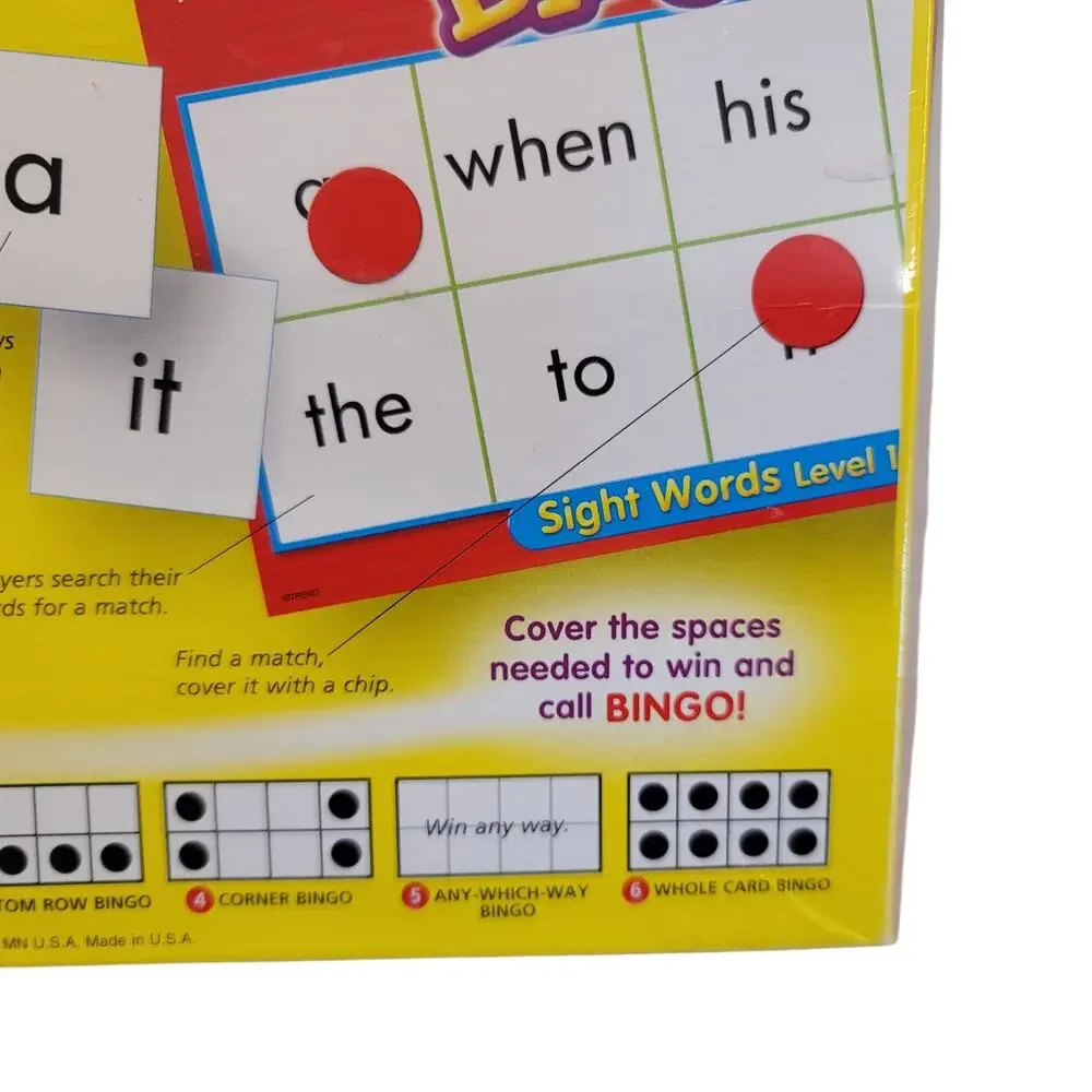 Sight Words Level 1 Bingo Game Homeschool Learning to Read NEW